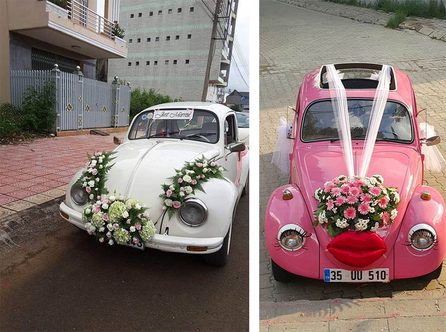 Mẫu trang trí xe hoa cưới cổ điển